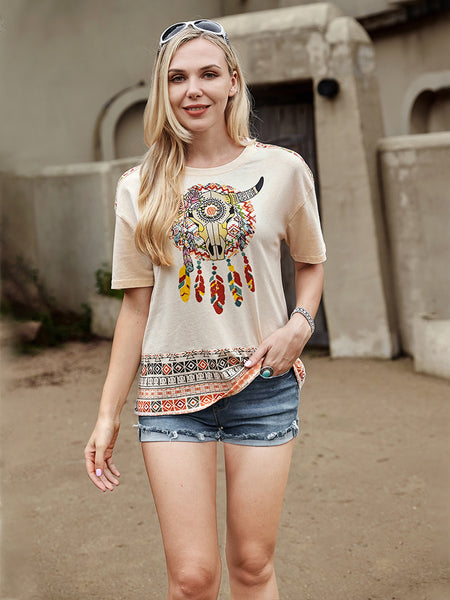 Sugar Skull With Rhinestones Women's Short Sleeve T-Shirt