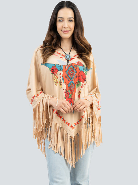 PCH-1680 Montana West Steer Skull Collection Poncho – MONTANA WEST U.S.A