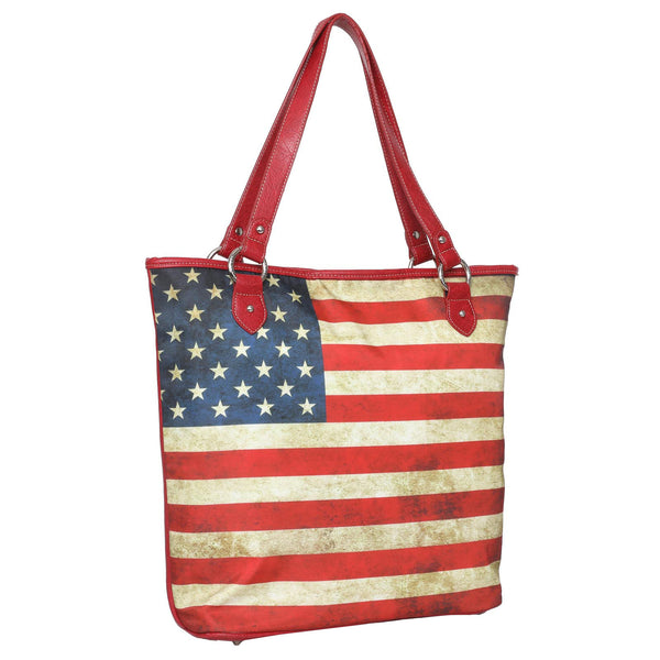 Cap Zone American Flag Canvas Tote - Beige Bags One Size