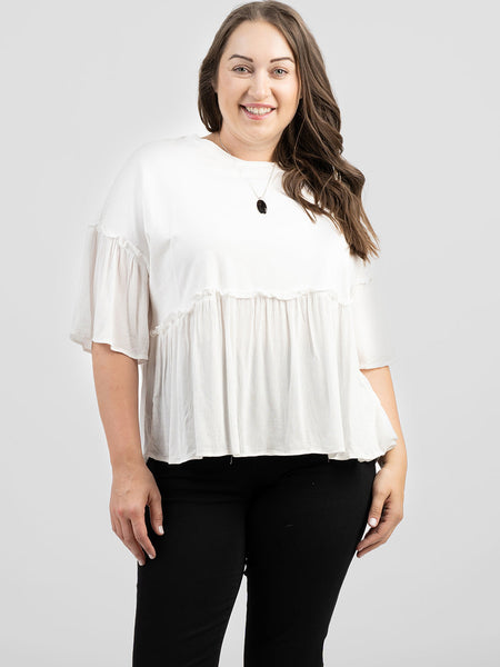 Plus Size White Peasant Shirt