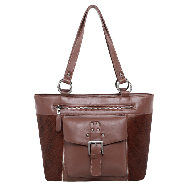 Montana West Genuine Leather Cow-Hide Collection Mini Barrel Bag Coffee