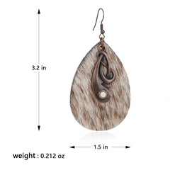 RCE-1130  Rustic Couture's  Cowhide Tear Drop Dangling Earring