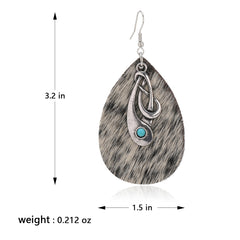 RCE-1130  Rustic Couture's  Cowhide Tear Drop Dangling Earring