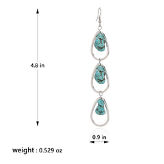 RCE-1128   Rustic Couture's  3 Tiers Artificial  Stone Dangling Earring