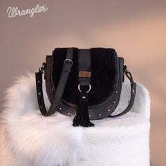 WG160-6010  Wrangler Sherpa Saddle Bag Crossbody - Black