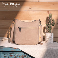 TR190-8360   Trinity Ranch Floral Aztec Tooled Crossbody