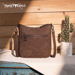 TR190-8360   Trinity Ranch Floral Aztec Tooled Crossbody