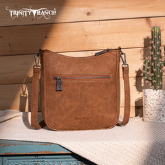 TR190-8360   Trinity Ranch Floral Aztec Tooled Crossbody