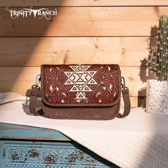 TR190-8367   Trinity Ranch Floral Aztec Tooled Crossbody