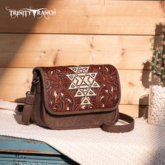 TR190-8367   Trinity Ranch Floral Aztec Tooled Crossbody