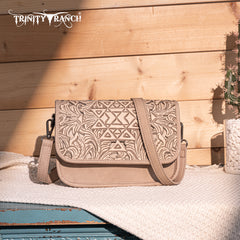 TR190-8367   Trinity Ranch Floral Aztec Tooled Crossbody