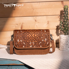 TR190-8367   Trinity Ranch Floral Aztec Tooled Crossbody