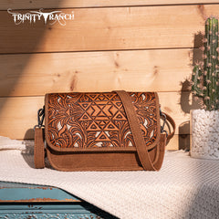 TR190-8367   Trinity Ranch Floral Aztec Tooled Crossbody