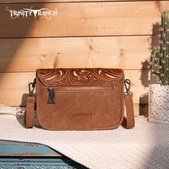 TR190-8367   Trinity Ranch Floral Aztec Tooled Crossbody