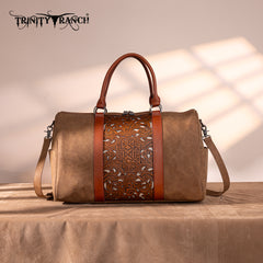 TR190-5110 Trinity Ranch Floral Aztec Tooled Collection Weekender Bag