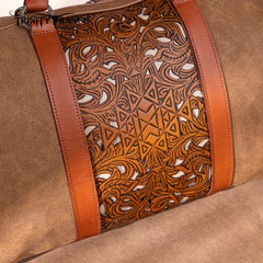 TR190-5110 Trinity Ranch Floral Aztec Tooled Collection Weekender Bag