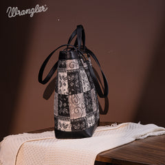 WG138-2002 Wrangler Paisley Pattern Dual Sided Print Tote- Black