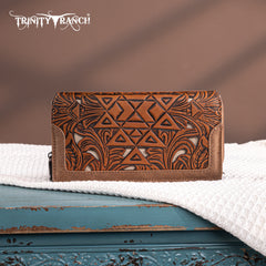 TR190-W010  Trinity Ranch Floral Aztec Tooled Collection Wallet