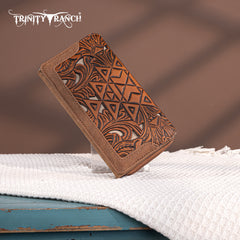 TR190-W010  Trinity Ranch Floral Aztec Tooled Collection Wallet