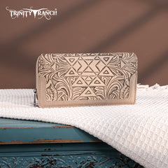 TR190-W010  Trinity Ranch Floral Aztec Tooled Collection Wallet