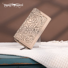 TR190-W010  Trinity Ranch Floral Aztec Tooled Collection Wallet