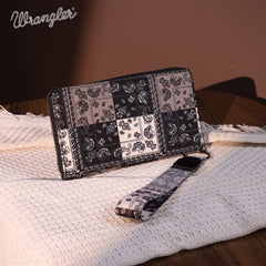 WG138-W006  Wrangler Bandana Paisley Print Wallet -Black