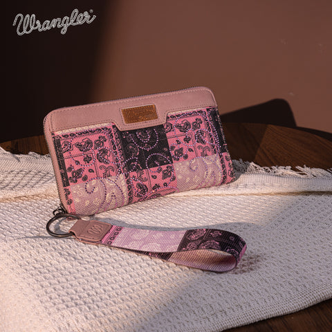 WG138-W006  Wrangler Bandana Paisley Print Wallet -Pink