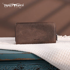 TR190-W010  Trinity Ranch Floral Aztec Tooled Collection Wallet