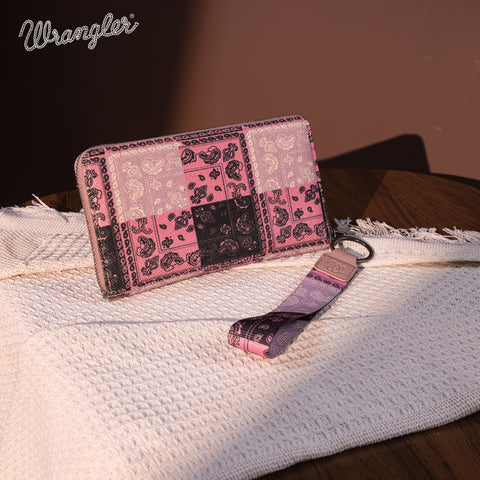 WG138-W006  Wrangler Bandana Paisley Print Wallet -Pink