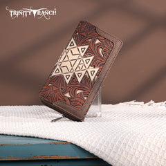 TR190-W010  Trinity Ranch Floral Aztec Tooled Collection Wallet