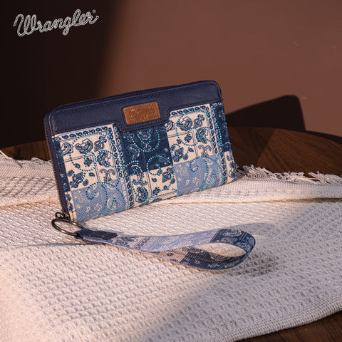 WG138-W006  Wrangler Bandana Paisley Print Wallet -Jean