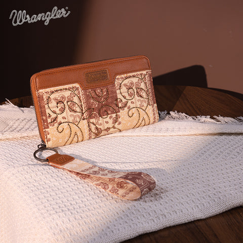 WG138-W006  Wrangler Bandana Paisley Print Wallet -Brown