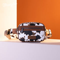 WG133-194  Wrangler Cow  Print Belt-Bag  - Brown