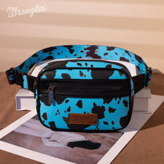 WG133-194  Wrangler Cow  Print Belt-Bag  - Turquoise