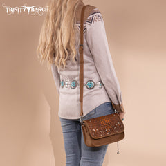 TR190-8367   Trinity Ranch Floral Aztec Tooled Crossbody