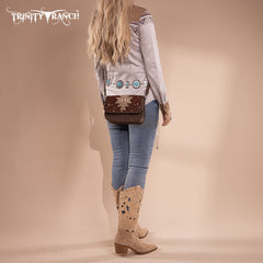 TR190-8367   Trinity Ranch Floral Aztec Tooled Crossbody