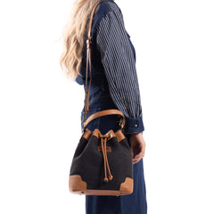 LEE53-003  LEE  Waxed Canvas Drawstring Hobo Bag/Crossbody