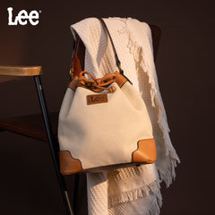 LEE53-003  LEE  Waxed Canvas Drawstring Hobo Bag/Crossbody