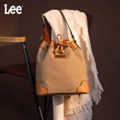 LEE53-003  LEE  Waxed Canvas Drawstring Hobo Bag/Crossbody