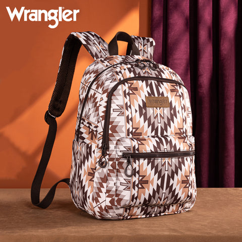 WG2206-9110  Wrangler Aztec Print Backpack -Brown