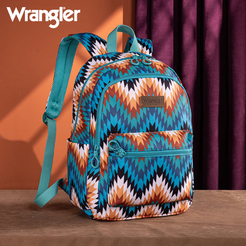 WG2206-9110  Wrangler Aztec Print Backpack - Turquoise