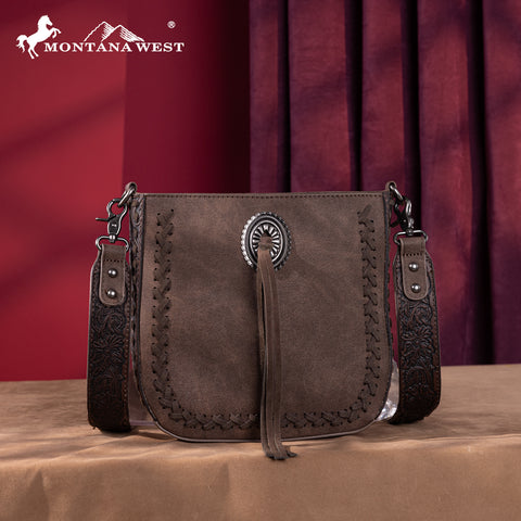 MW1329-8360 Montana West Tooled Collection Crossbody -Coffee