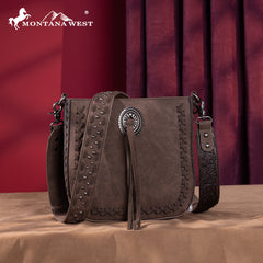 MW1329-8360 Montana West Tooled Collection Crossbody -Coffee