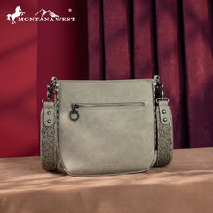 MW1329-8360 Montana West Tooled Collection Crossbody -Light Green