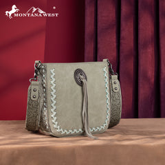 MW1329-8360 Montana West Tooled Collection Crossbody -Light Green