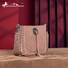 MW1329-8360 Montana West Tooled Collection Crossbody -Dark Pink