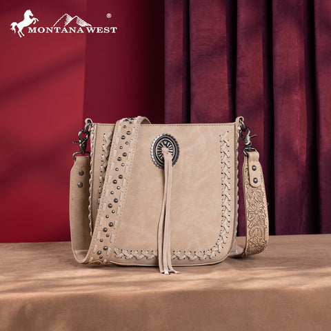 MW1329-8360 Montana West Tooled Collection Crossbody -Tan