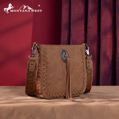 MW1329-8360 Montana West Tooled Collection Crossbody -Brown