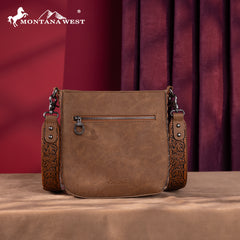 MW1329-8360 Montana West Tooled Collection Crossbody -Brown