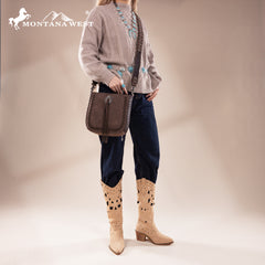 MW1329-8360 Montana West Tooled Collection Crossbody -Coffee